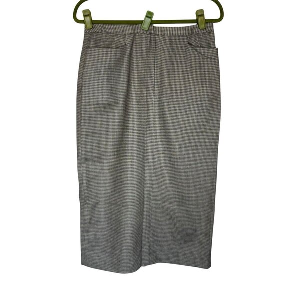Ralph Lauren Dresses & Skirts - Vtg Lauren Ralph Lauren Wool Houndstooth Skirt Sz 10 Black Gray Lined Straight